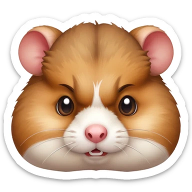 angry hamster with puffed cheeks and furrowed brows sticker