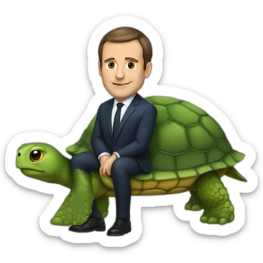 macron avec une tortue sur la tete sticker