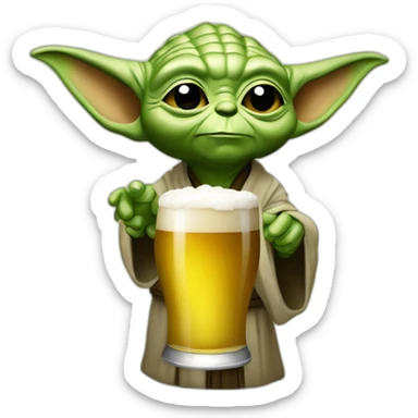 Yoda levantando una copa de cerveza sticker