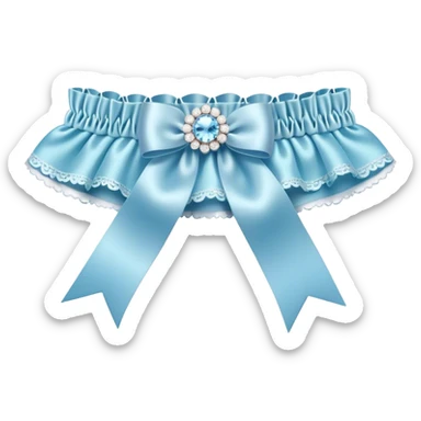 Pastel blue bridal garter, isolated sticker