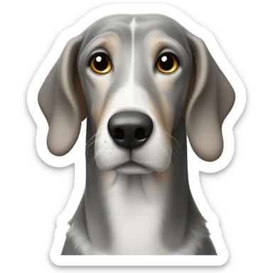 Gray hound with food all over its face  sticker