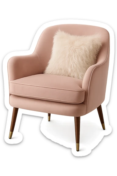 pink armchair with a fluffy pillow, elegant sticker