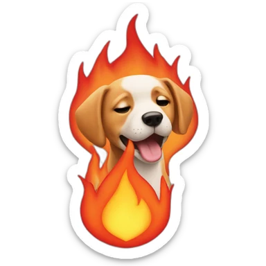 Heart emoji while on fire that turns into a dog sticker
