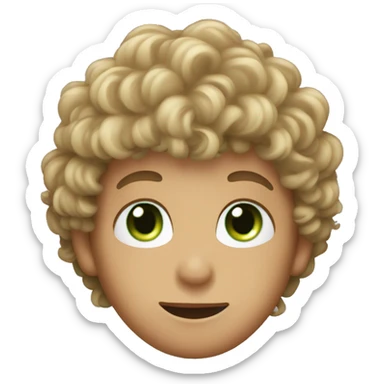 young boy with green eyes and dirty blonde curly hair having a witch hat on his head sticker