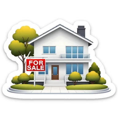 modern house with a for sale sign in front sticker