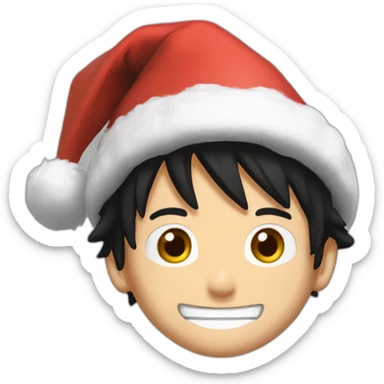 Luffy avec un bonnet de noel sticker