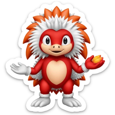 Sonic the hedgehogs friend knuckles a red animal with peach arms and white gloves sticker