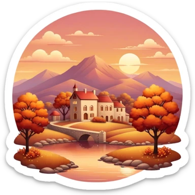 Romantic reddish-golden warm-colored sparkling Valentines vintage aesthetic scenic scenery landscape sticker