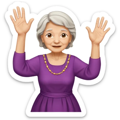 Old lady hands up raise the roof dancing  sticker