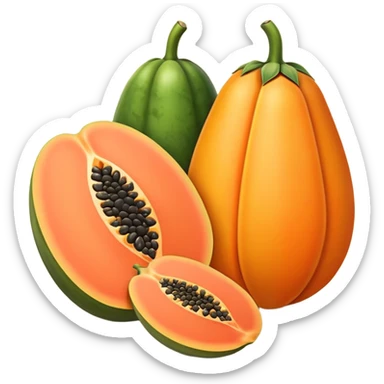papaya fruit, whole and sliced, bright colors sticker