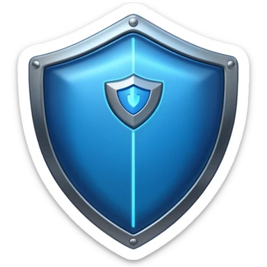 generate blue cyber shield with different  hack symbols sticker