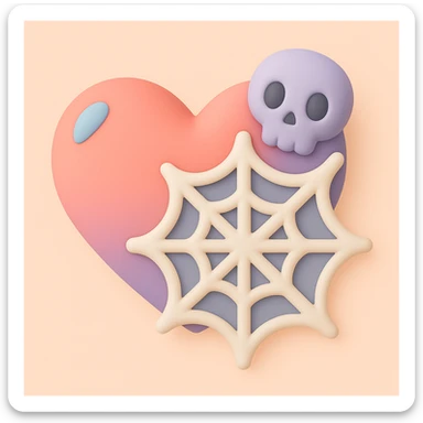gothic heart with a spiderweb, mochi style sticker