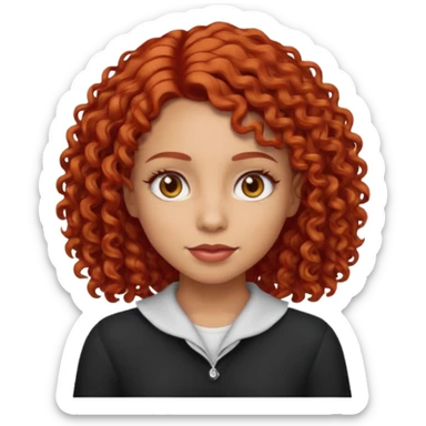 Light skin emoji girl with light brown eyes and shoulder length curly red hair  sticker