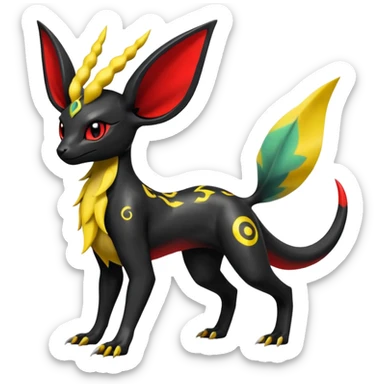 Dark Shiny Edgy Exotic Electrike-Salandit-Leafeon-Umbreon-Fakémon-hybrid-creature (full body)  sticker