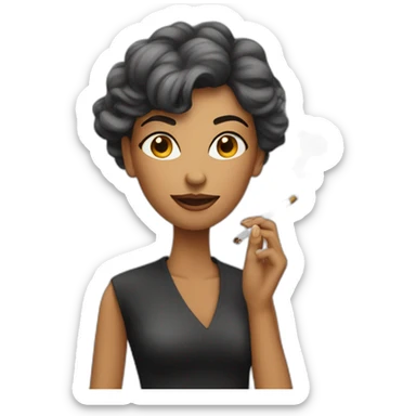 a woman with cigarette sticker