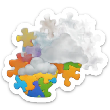 Nube made of puzzle parts autism colours sticker