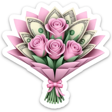 pretty pink bouquet made of money sticker