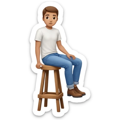 a person sitting on stool with full backward turned

 sticker