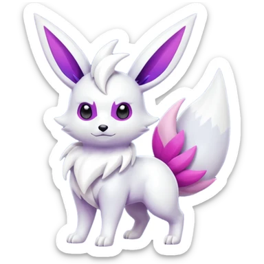 Shiny White with Violet and Indigo and pink markings Eevee-Zangoose-Pokémon-Digimon-Fakémon-fusion-hybrid-creature sticker