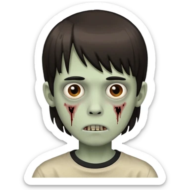 Menino de cabelo liso com franja zumbi sticker