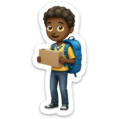 schoolboy packing a backpack sticker