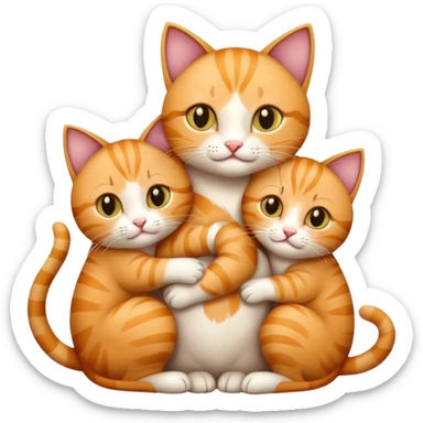 mama cat hugging her three kittens sticker