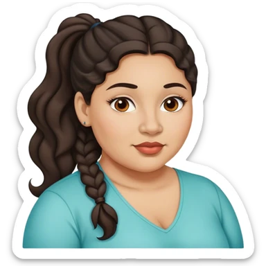  plus size light skin latino women with wavy dark hair in pony tail flat wide nose  sticker