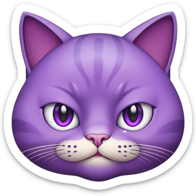 Annoyed purple emoji cat face rolling its eyes like 🙄 sticker