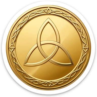 Mora Gold coin with a triquetra and an overlapping triangle on it sticker