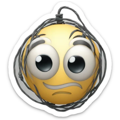 3d sphere with a cartoon tripwire texture with big kind eyes sticker