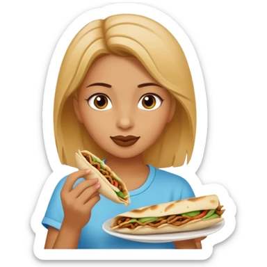 Girl eating shawarma sticker