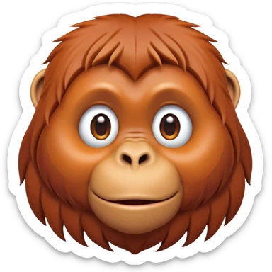 cinematic-cute-orangutan-portrait-emoji,-head-tilted-playfully-and-inquisitively,-with-a-gentle,-expressive-face-accented-by-soft,-flowing-fur-and-round,-sparkling-eyes-brimming-with-warmth,-simplified-yet-irresistibly-adorable-features sticker