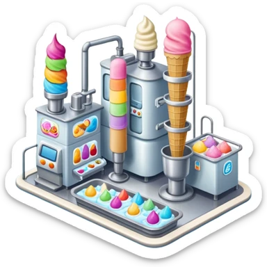 Ice cream factory with machines and production lines sticker