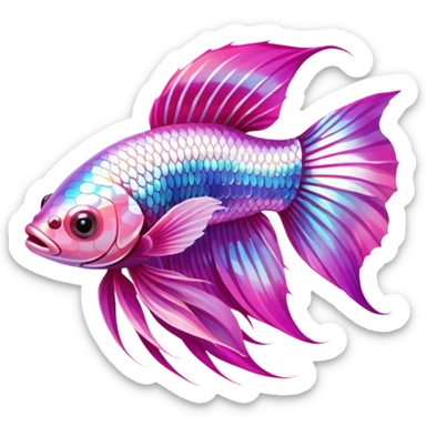 pink and white betta fish swimming sticker