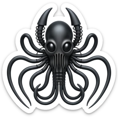 dark intertwined black wires forming a Giger-inspired creature with Silent Hill horror elements, surreal sticker