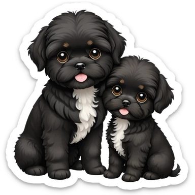 Shih tzu poodle mix black, 2 little pups sticker