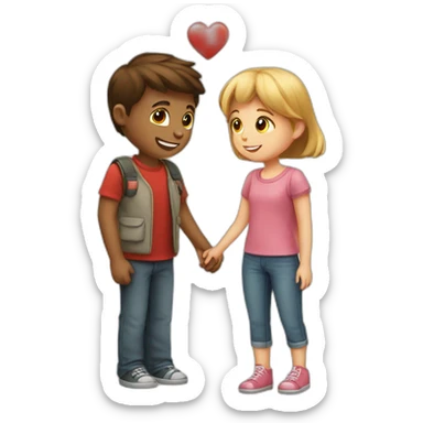 a boy who gives a red heart to a girl sticker