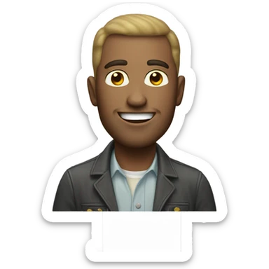 White man with potato salad looking merry  sticker