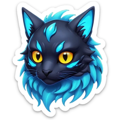 Black Dark Nocturnal Neon-glowing Abyssal Nightly Abyss-Cat-Gryphon-Fakémon Creature sticker