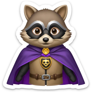 alors ce raton laver doit être équipé d'une cape de thieving noir avec trim bordure mauve comme dans le jeu old school runescape. au centre de la cape une icone de masque de voleur est visible sticker