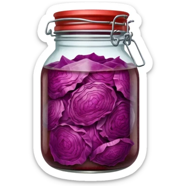 jar of red fermented cabbage, visible texture. sticker