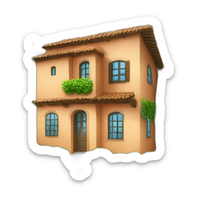 Casa de campo de una sola planta con árboles alrededor sticker