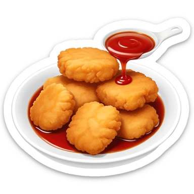 Chicken nuggets and Asian sweet and sour sauce sticker