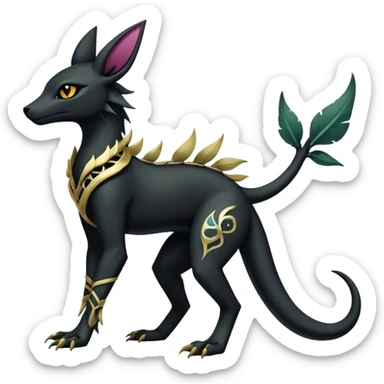 Shiny Dark Edgy Gothic Gloomy Futuristic Salandit-Umbreon-Shaymin-Anubis-Hybrid (Full body) sticker