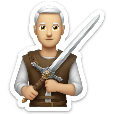 Man holding a ￼ sword ￼ sticker