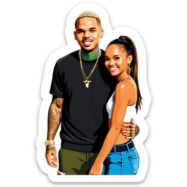 Photo Realistic Karrueche Tran with Chris Brown  sticker