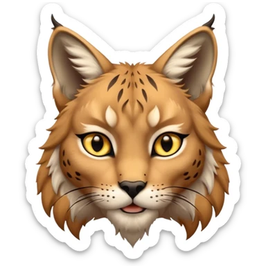 A high-resolution photo-realistic digital illustration of a majestic young lynx, chest upward  sticker