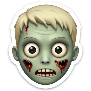 Uma zumbi de emoji com cabelo curto e olhos pretos sticker