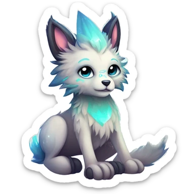 Cool cute Kawaii edgy ethereal futuristic modern epic fantasy animal sparkle fursona Fionbri creature by griffsnuff & LiLaiRa & Falvie full body sticker