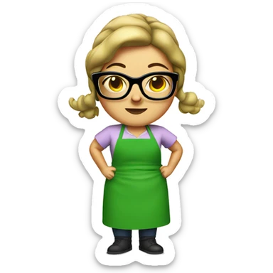 chubby lady green apron  with glasses cooking tacos sticker